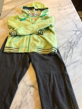 made for life Lime Green Zip Hoodie with Charcoal Joggers